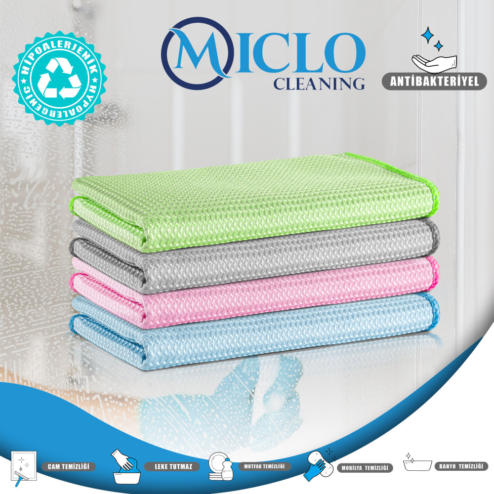 Mikrofiber Süper Sihirli Bez | 40x40cm | Cam ve Ayna Bezi | x4 Adet