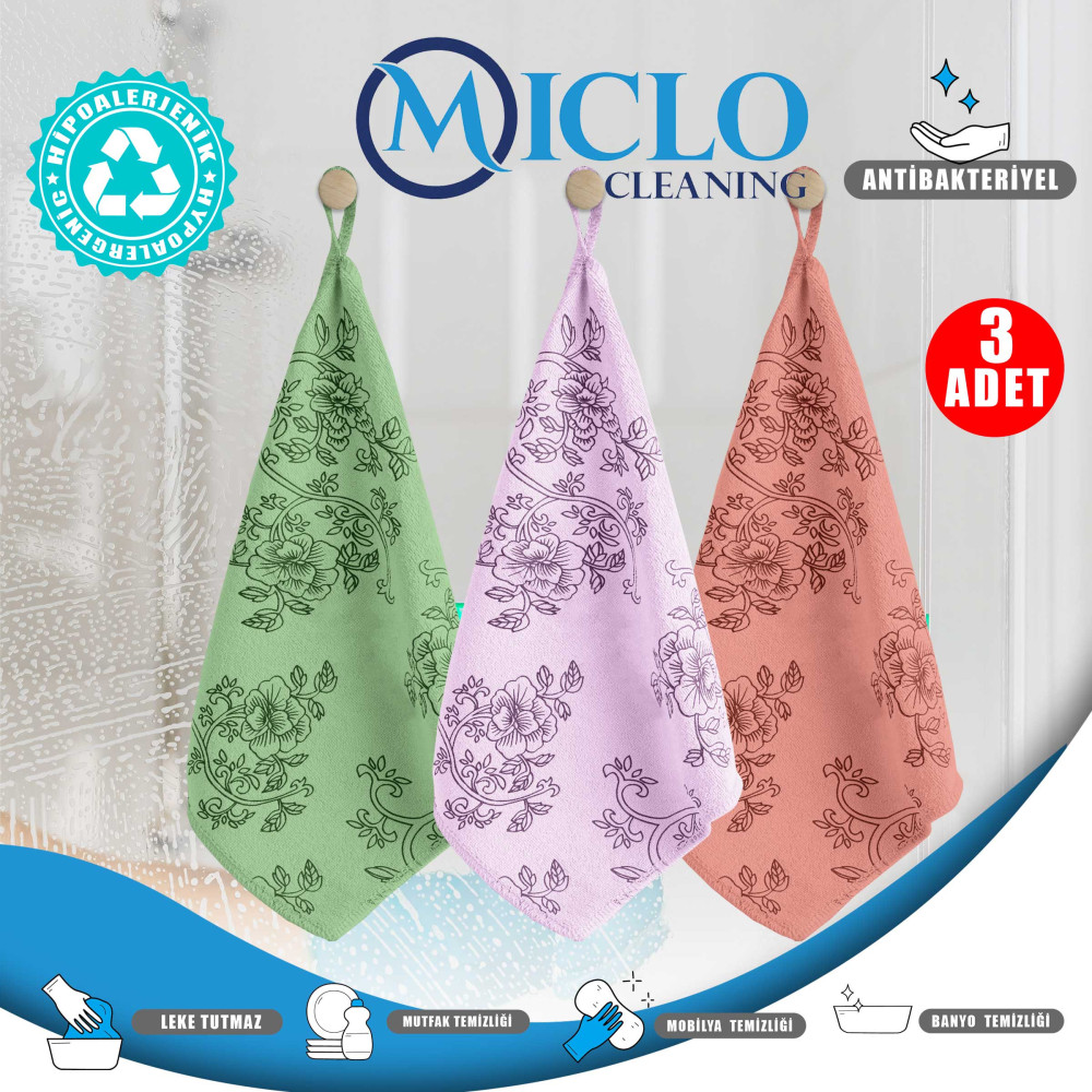 Premium Kalite Desenli Kadife Mutfak Bezi | Leke Tutmaz-Koku Yapmaz x3 Adet 30x40cm