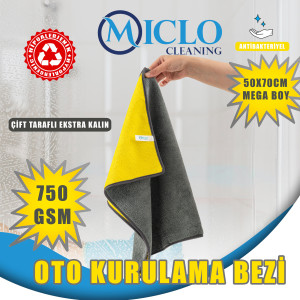 750 GSM Çift Taraflı Ultra Emici Oto, Araba Kurulama Bezi | 50x70cm | Mega Boy | Sarı