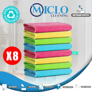 Mikrofiber Temizlik Bezi | Klasik Serii | 250 GSM | Banyo, Mutfak Bezi | 4 Renk x8 Adet