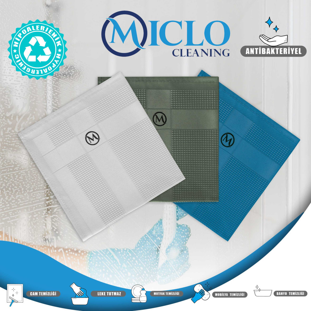 Mikrofiber Temizlik Bezi | Sihirli Bez | 3'lü Set | 30x40cm | - Dark Renkler