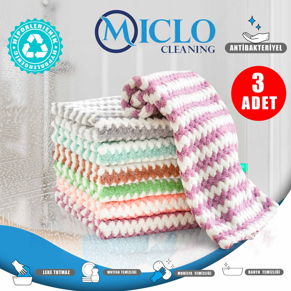 Yumuşak Doku | Puf Bez | Süper Emici Sihirli Mutfak, Bulaşık Tezgah Bezi | x3 Adet - Zikzak Desen