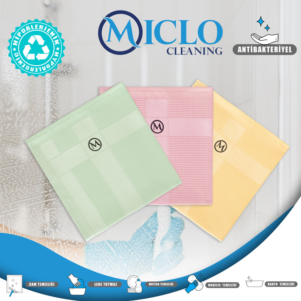 Mikrofiber Temizlik Bezi | Sihirli Bez | 3'lü Set | 30x40cm | - Soft Renkler